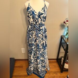 Floral Blue and White Maxi Dress